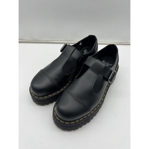 Dr Martens BETHAN POLISHED SMOOTH LEATHER PLATFORM SHOES Size 9 Black